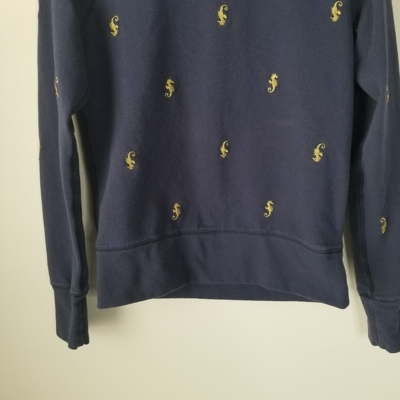 Lilly Pulitizer Navy Sweatshirt with Gold Embroidered Seahorse Size XS - Picture 12 of 12